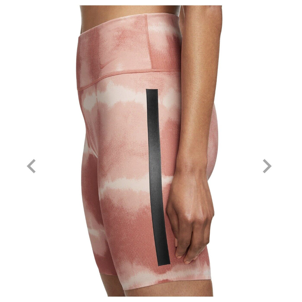 Nike Women's One Luxe Dri-FIT 7" Mid-Rise Printed Coral Training Shorts Medium - Picture 4 of 7